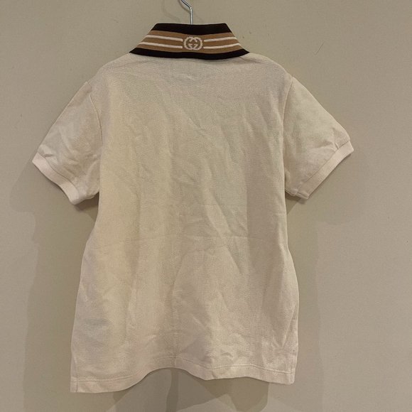 GUCCI Kids Stretch Cotton Polo Shirt In Ivory 6A - Picture 8 of 10